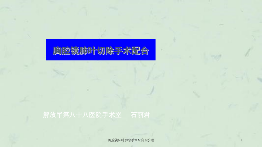 胸腔镜肺叶切除手术配合及护理ppt课件_第1页