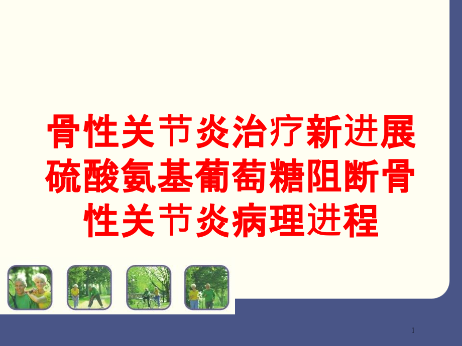 骨性关节炎治疗新进展硫酸氨基葡萄糖阻断骨性关节炎病理进程培训ppt课件_第1页