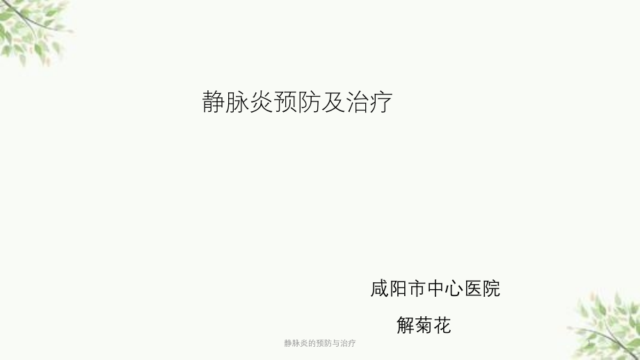 静脉炎的预防与治疗ppt课件_第1页