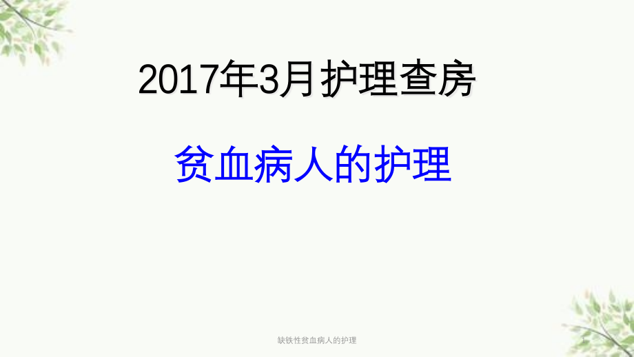 缺铁性贫血病人的护理ppt课件_第1页