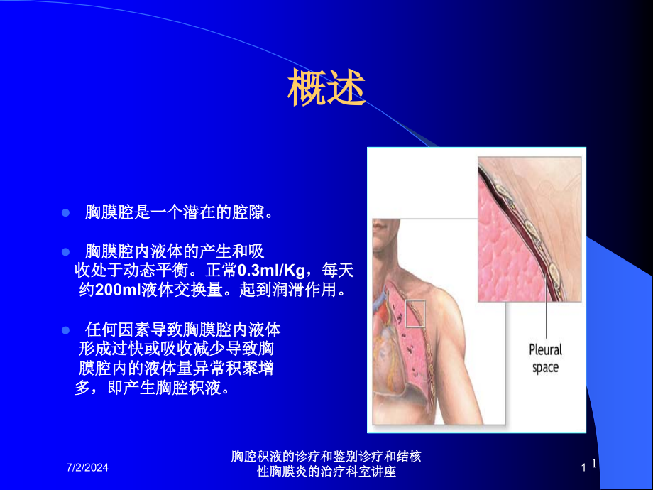 胸腔积液的诊疗和鉴别诊疗和结核性胸膜炎的治疗科室讲座培训ppt课件_第1页