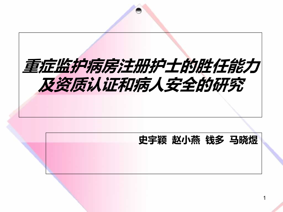 重症监护病房注册护士的胜任能力及资质认证和病人安全的研究教材课件_第1页