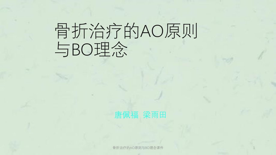 骨折治疗的AO原则与BO理念ppt课件_第1页