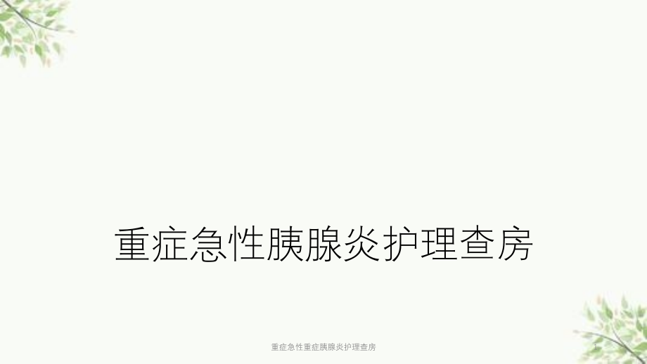 重症急性重症胰腺炎护理查房ppt课件_第1页