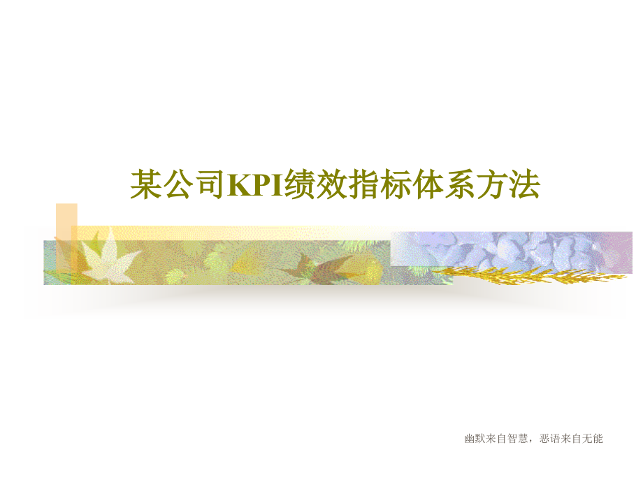 某公司KPI绩效指标体系方法课件_第1页