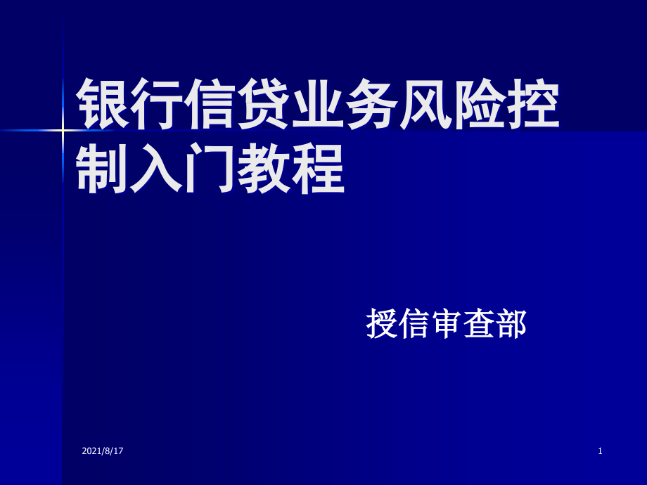 银行信贷业务风险控制入门教程课件_第1页