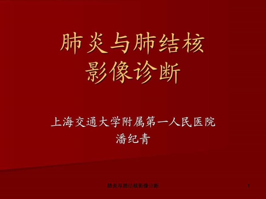 肺炎与肺结核影像诊断ppt课件_第1页