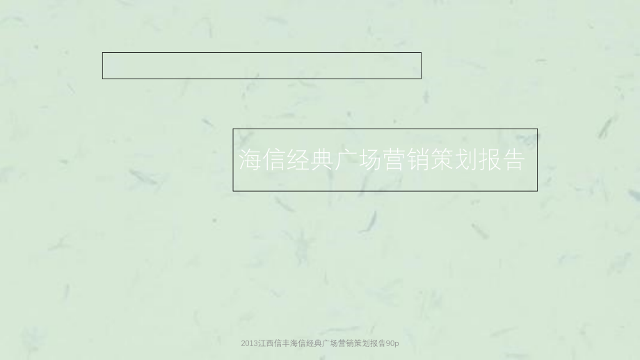 江西信丰海信经典广场营销策划报告90p课件_第1页