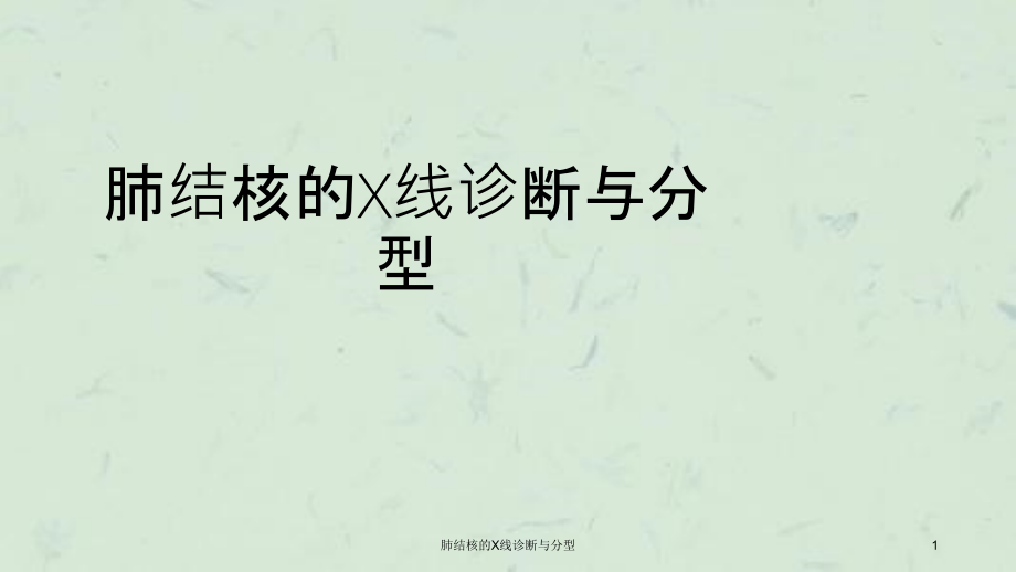 肺结核的X线诊断与分型ppt课件_第1页