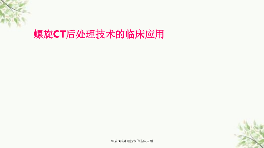 螺旋ct后处理技术的临床应用ppt课件_第1页