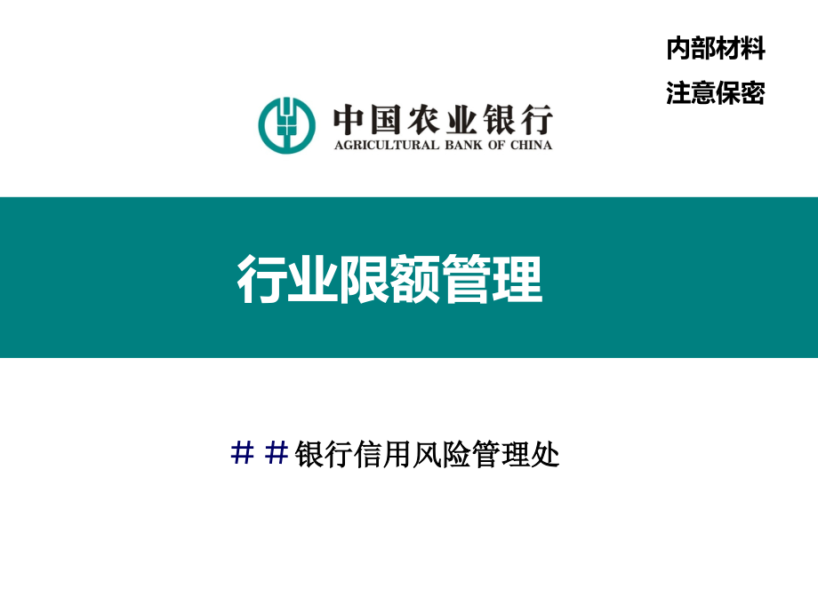 银行信用风险管理处培训课件风险行业限额管理_第1页