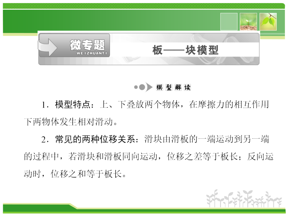 牛顿板块模型-运动定律的应用：微专题(一)板块模课件_第1页