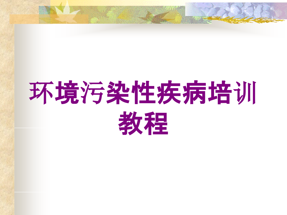 环境污染性疾病培训教程培训课件_第1页