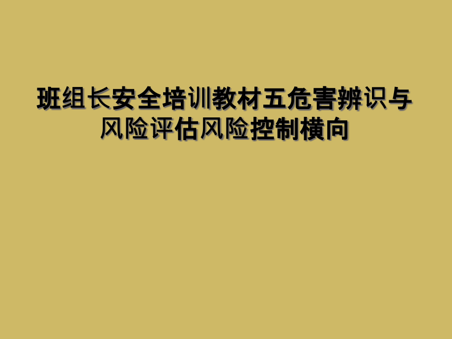 班组长安全培训教材五危害辨识与风险评估风险控制横向课件_第1页