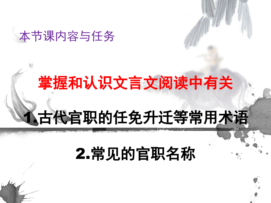 高考语文文言文复习资料之古代官职的任免升迁常用术课件_第1页