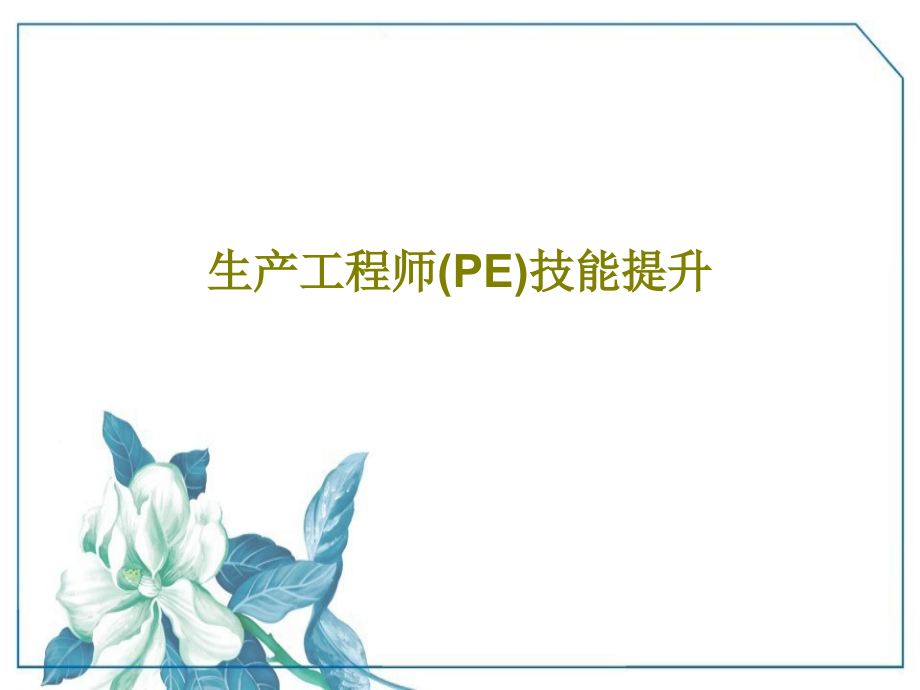 生产工程师(PE)技能提升教学课件_第1页