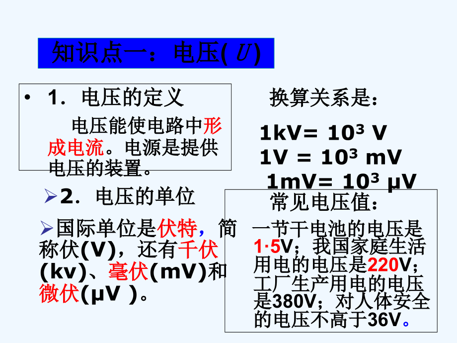 物理人教版九年级全册第16章电压和电阻复习课课件_第1页