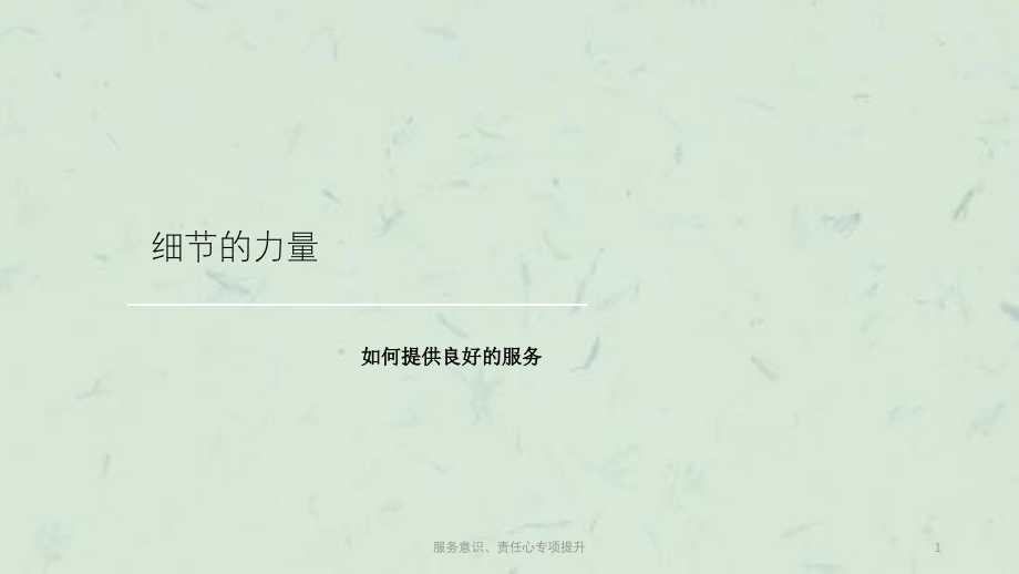 服务意识、责任心专项提升ppt课件_第1页