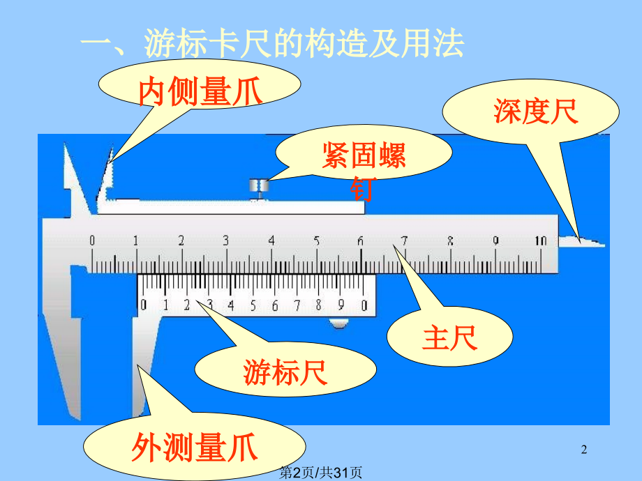 游标卡尺使用及读数课件_第1页