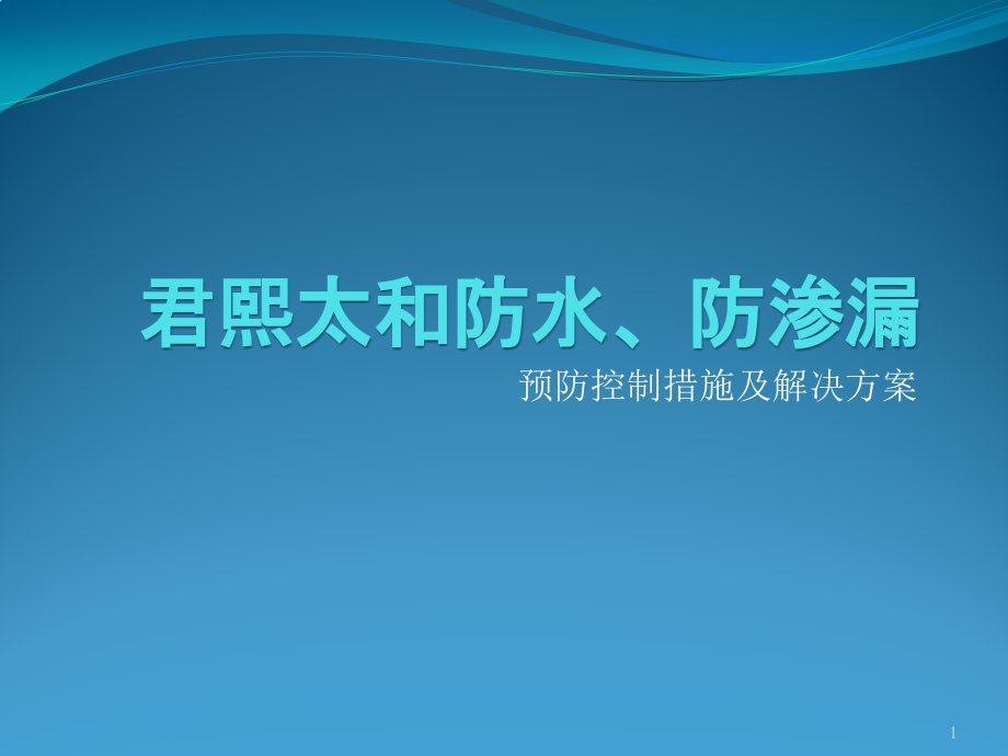 防水防渗漏预防控制措施及解决方案课件_第1页