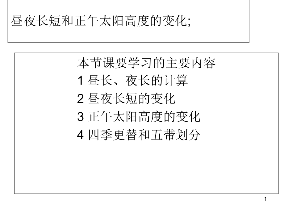 昼夜长短和正午太阳高度的变化课件_第1页