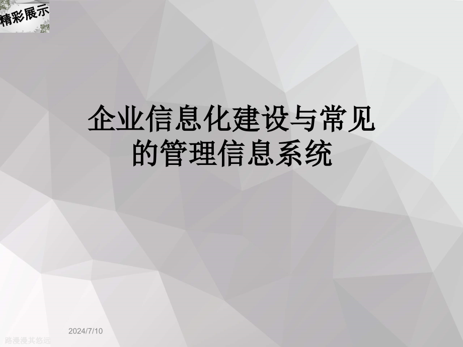 企业信息化建设与常见的管理信息系统课件_第1页