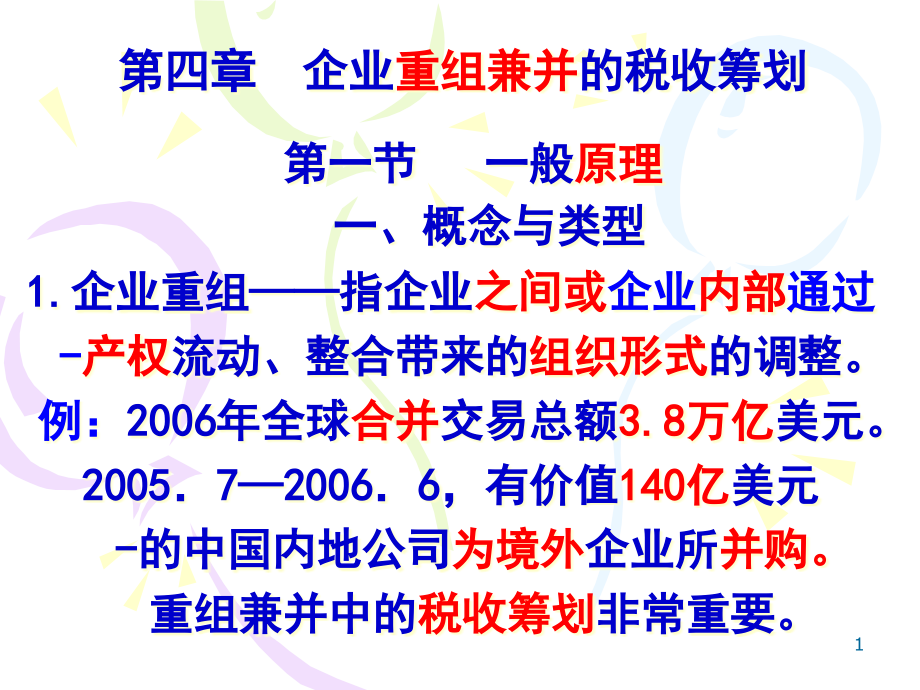 第4章1企业分立合并中的税收筹划课件_第1页