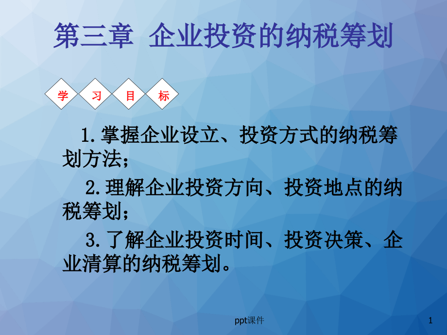 第三章---投资筹划--盖地税务筹划--课件_第1页