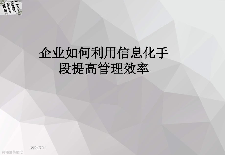 企业如何利用信息化手段提高管理效率课件_第1页