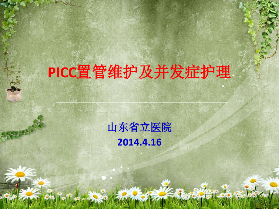 PICC置管维护及并发症护理课件_第1页