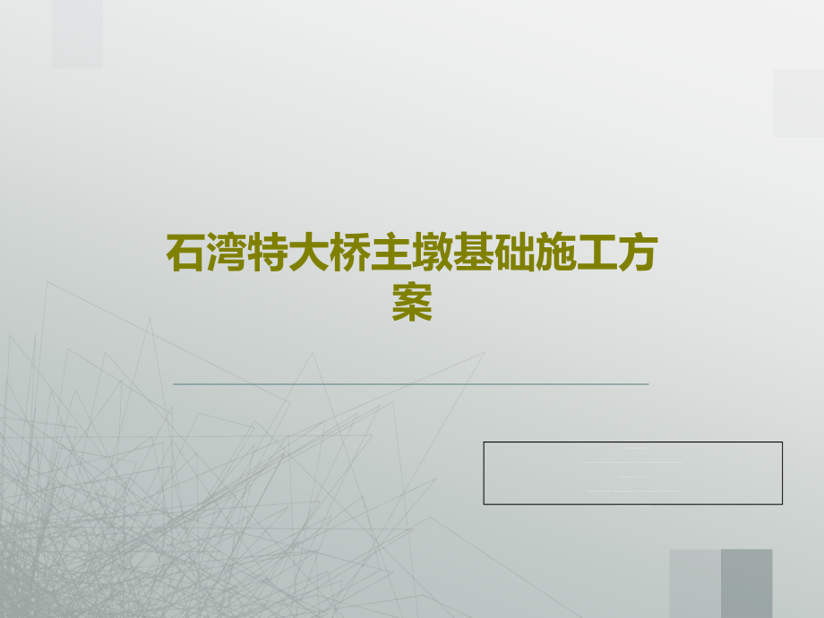 石湾特大桥主墩基础施工方案教学课件_第1页