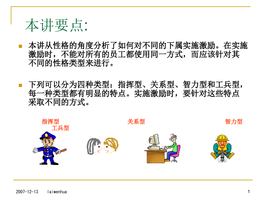 以性格类型进行不同的激励方法课件_第1页