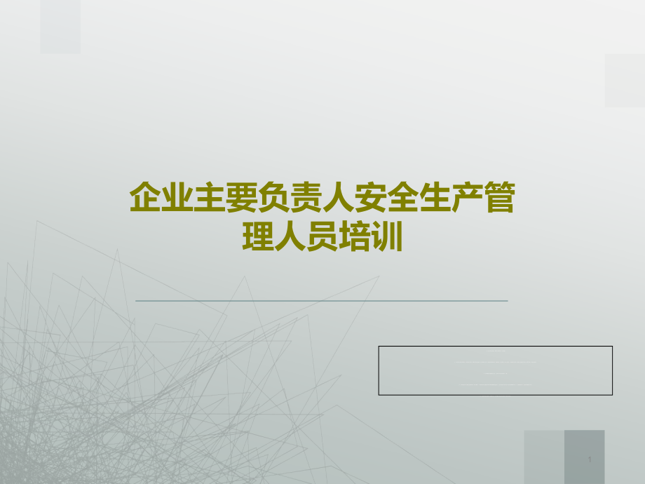 企业主要负责人安全生产管理人员培训课件_第1页