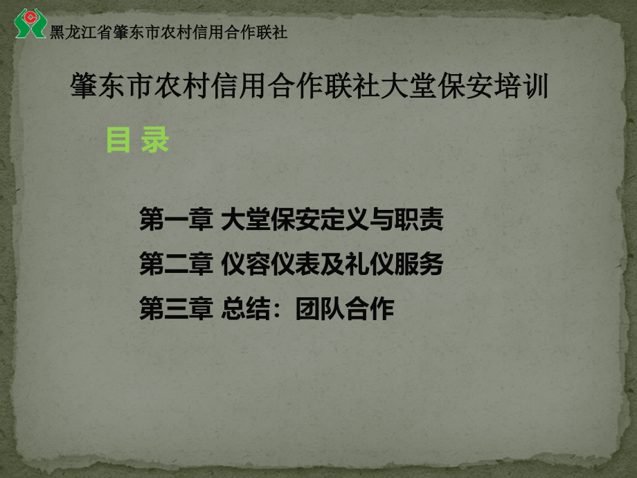 肇东市农村信用合作联社大堂保安培训课件_第1页