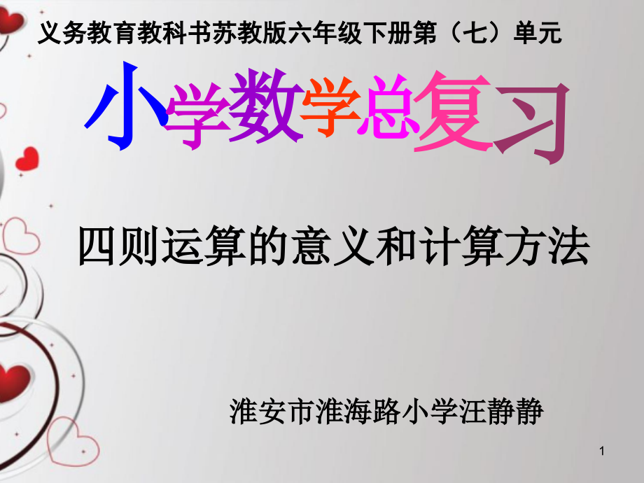 六年级下册数学ppt课件-7.1-总复习《四则运算》苏教版_第1页