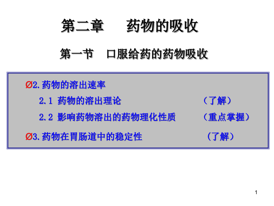 药物的溶出速率及其影响因素-课件_第1页