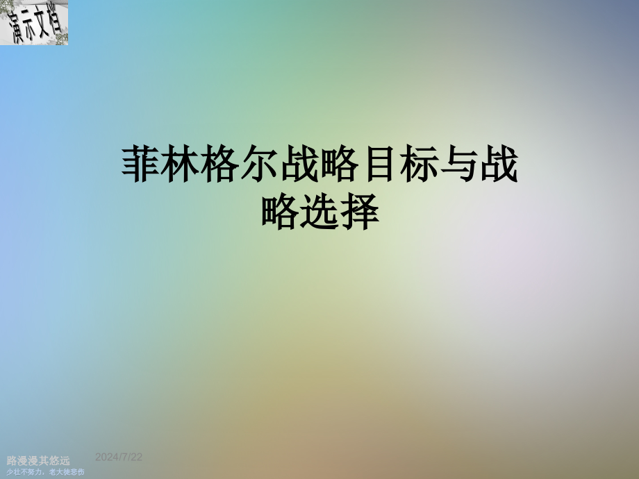 菲林格尔战略目标与战略选择课件_第1页