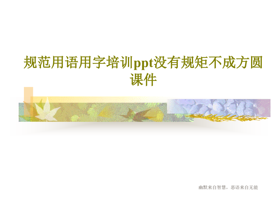 规范用语用字培训没有规矩不成方圆教学课件_第1页