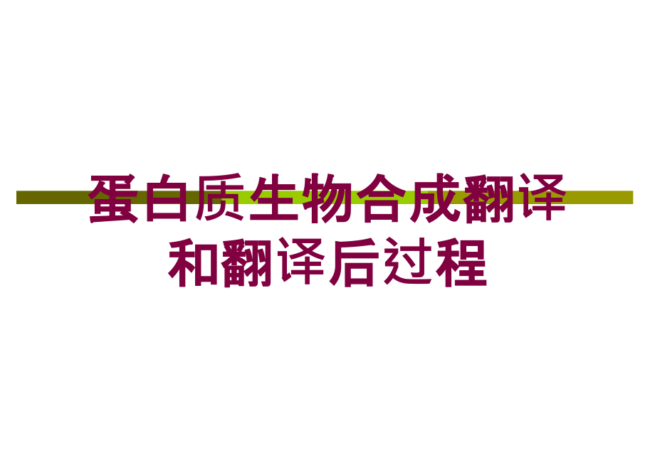 蛋白质生物合成翻译和翻译后过程培训课件_第1页