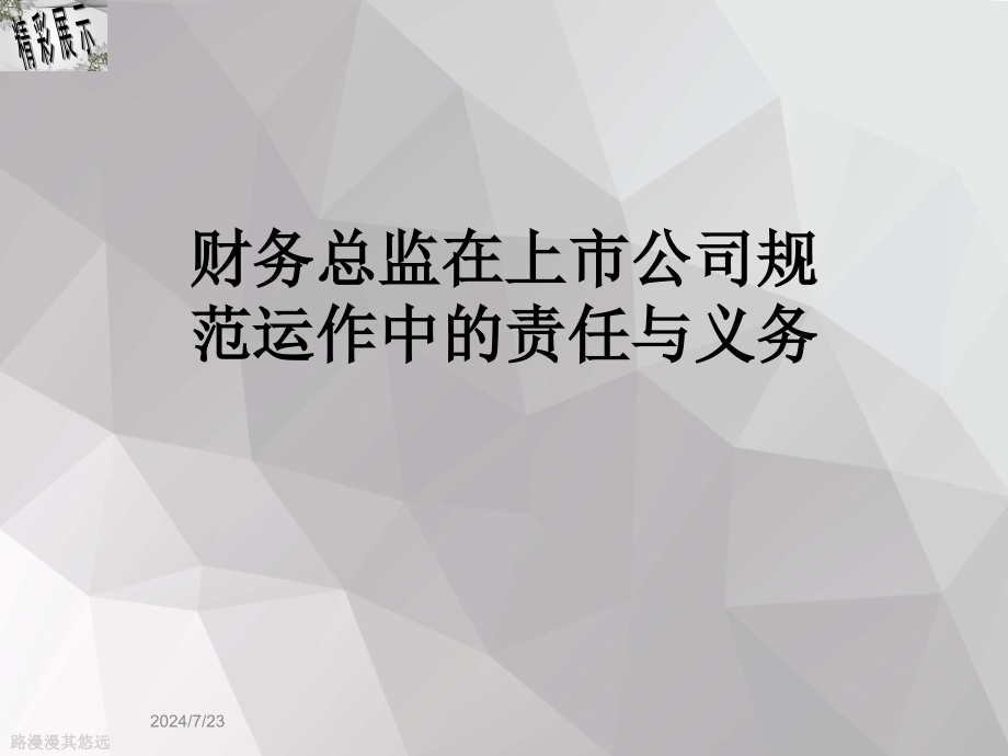 财务总监在上市公司规范运作中的责任与义务课件_第1页