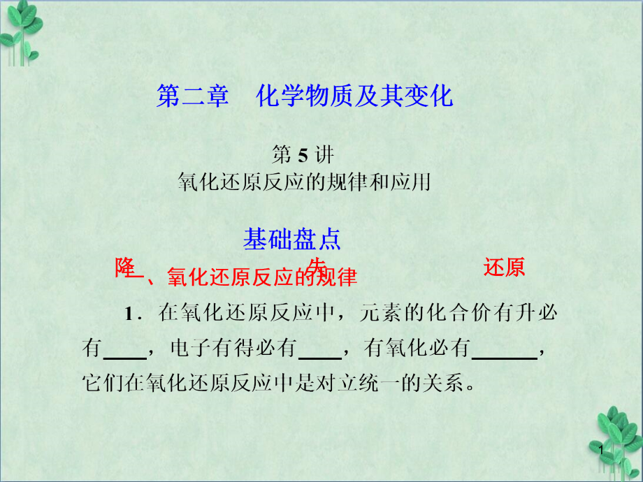 氧化还原反应的规律和应用(ppt课件)_第1页