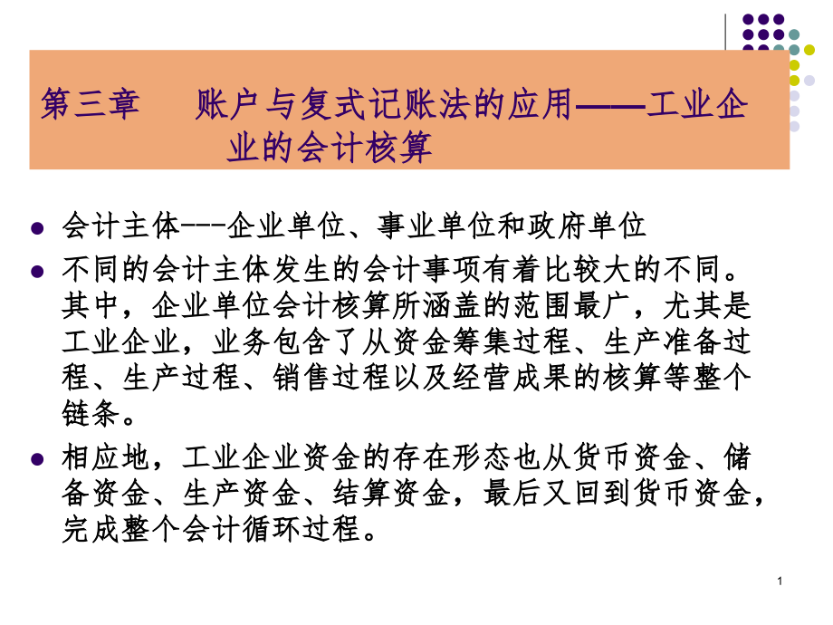 账户与复式记账法的应用——工业企业的会计核算课件_第1页