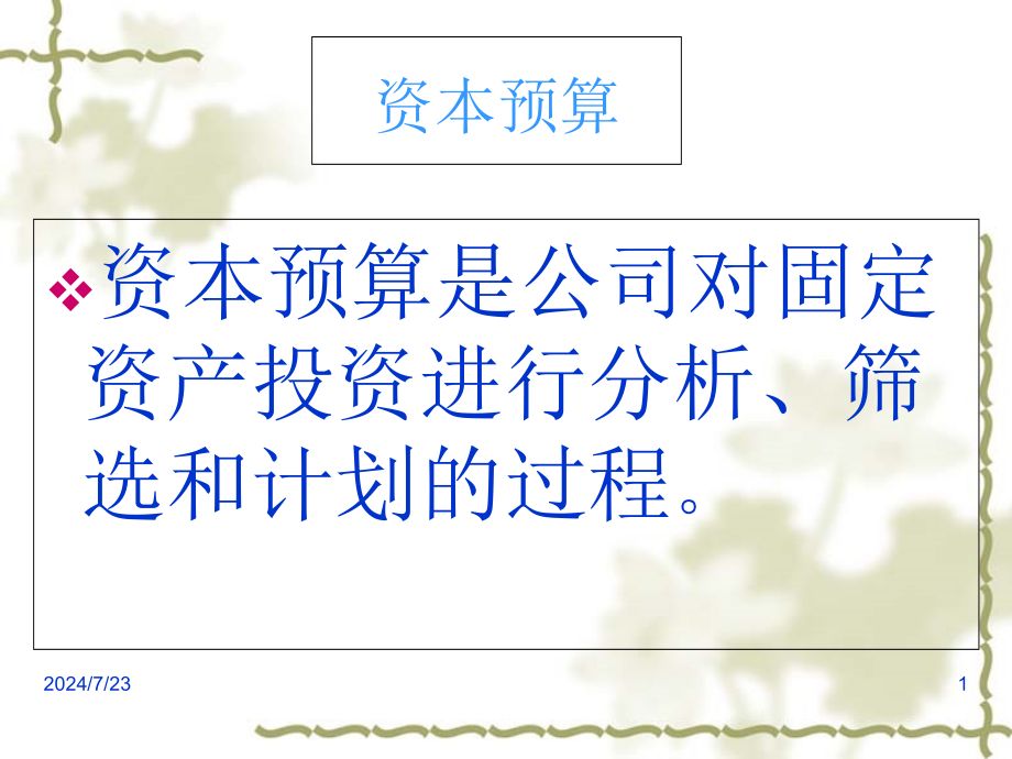 资本预算全面了解资本预算的过程33课件_第1页