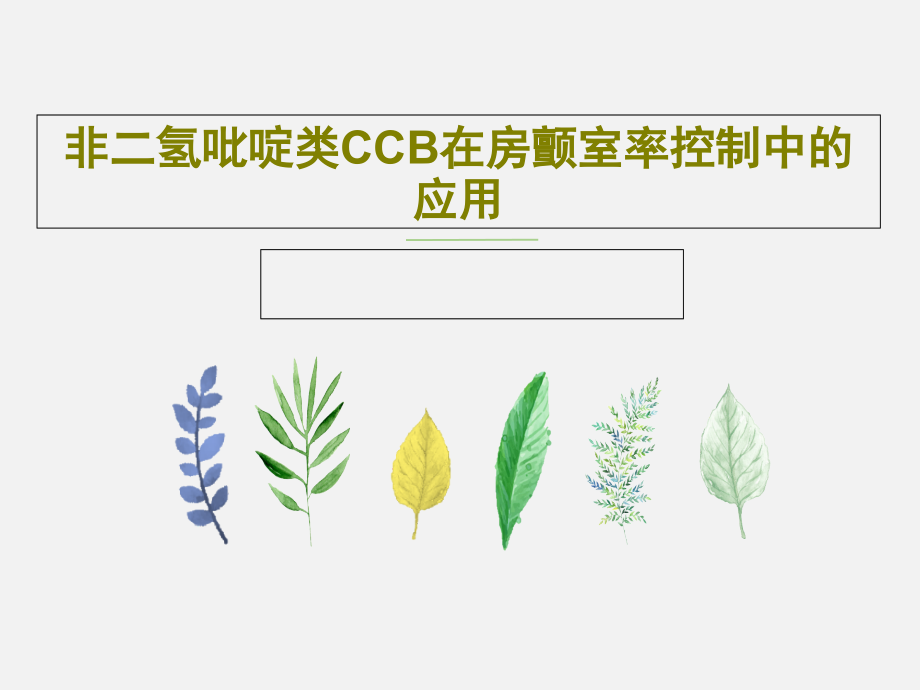 非二氢吡啶类CCB在房颤室率控制中的应用课件_第1页