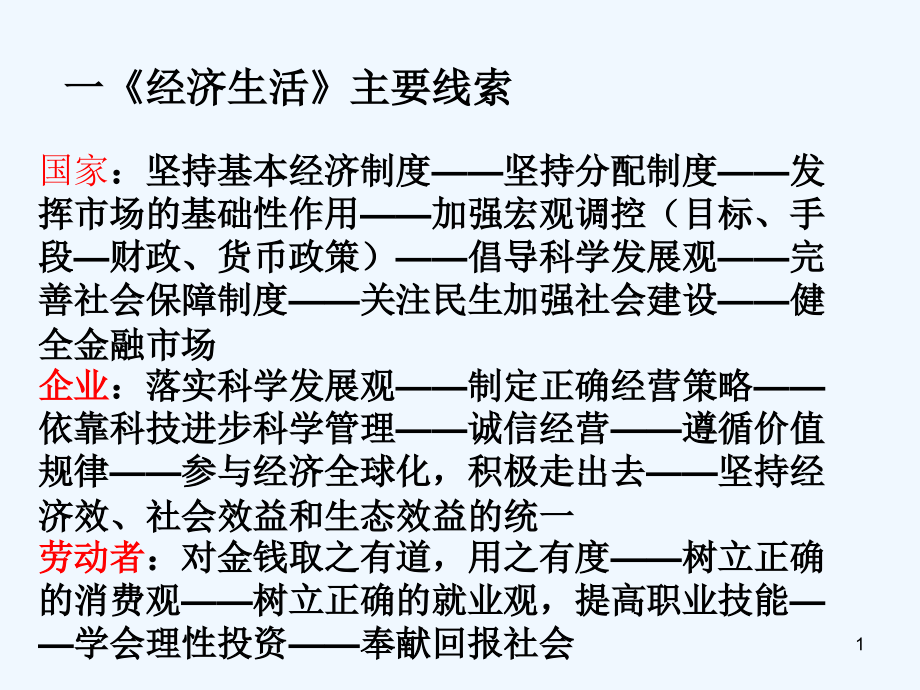 经济生活专题《经济生活》主要线索课件_第1页