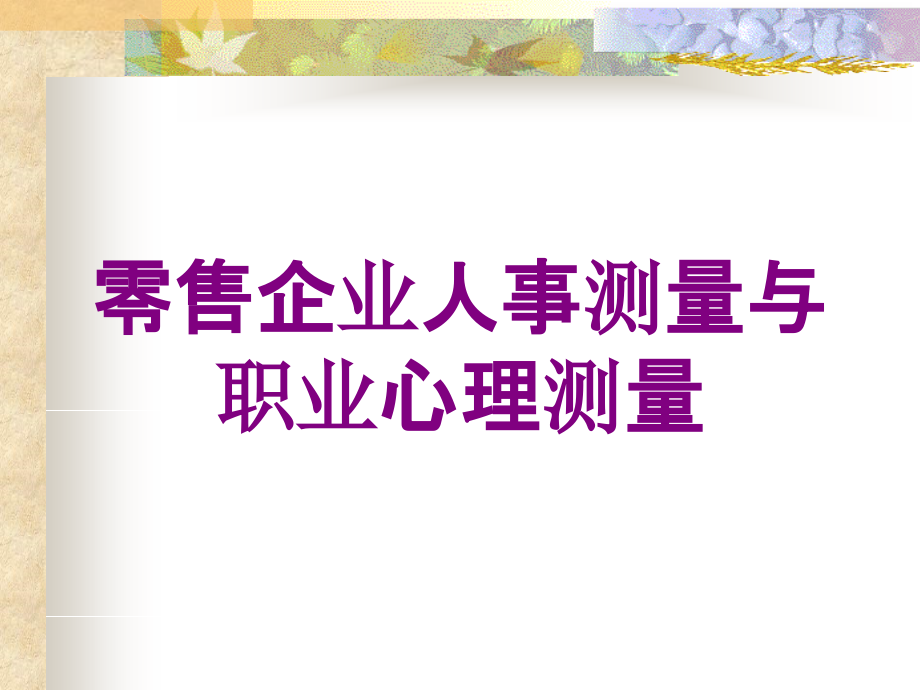 零售企业人事测量与职业心理测量培训课件_第1页