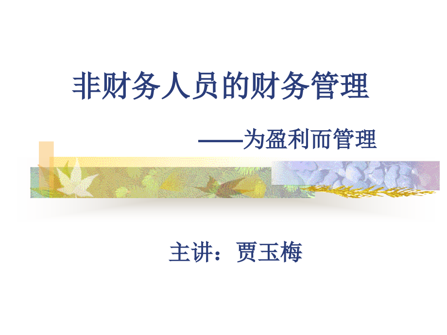 非财务人员的财务管理教学课件_第1页