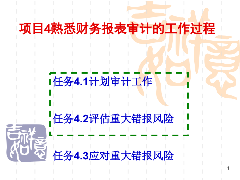 项目4熟悉财务报表审计工作过程(上)课件_第1页