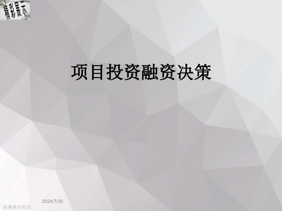 项目投资融资决策课件_第1页