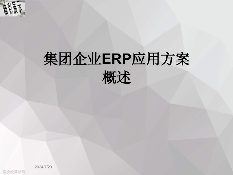 集团企业ERP应用方案概述课件_第1页